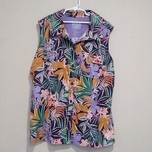 Reel Legends Mariner, size L, purple/gold floral, tank top, outdoor wear